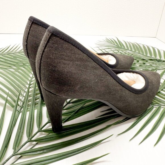 Lori Goldstein Pumps Black Washed Linen LI YARROW Size 5.5 Pointed Toe Heels - Picture 5 of 12